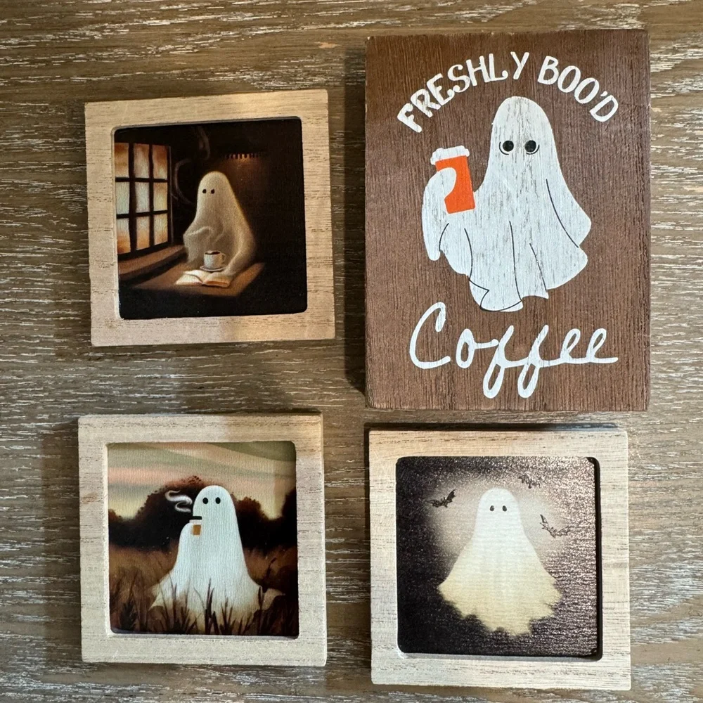 New magnets! Target Bullseye Full Set of 3 Ghost Art Wooden Magnets & Boo Sign